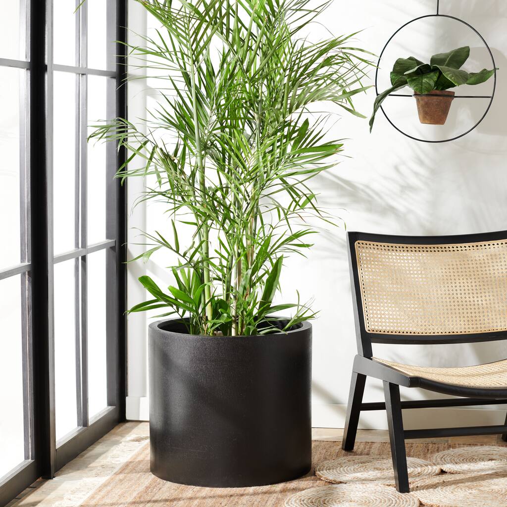 SAFAVIEH Outdoor Daijah Black Planter - 22"W x 22"D x 19"H