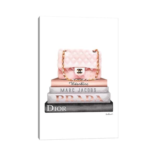 iCanvas Stack Of Grey And Rose Gold Fashion Books And A Pink CC Bag by Amanda  Greenwood Canvas Print - Bed Bath & Beyond - 25642668