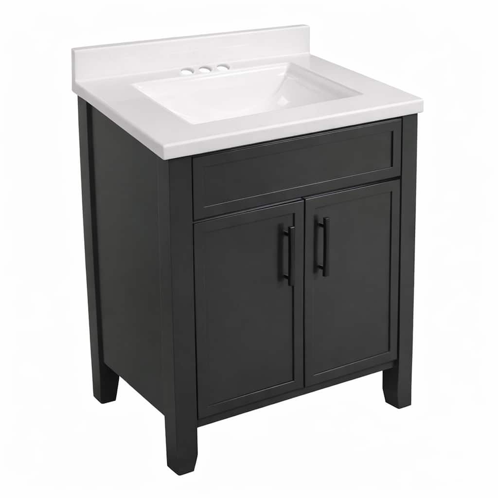 Design House Dawson 25" Ready to Assemble Bathroom Vanity Combo with Camilla Cultured Marble Top