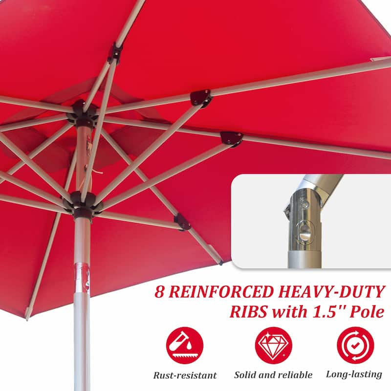 Rectangle Patio Umbrella with Crank Lift and Tilt Function(Base not included)