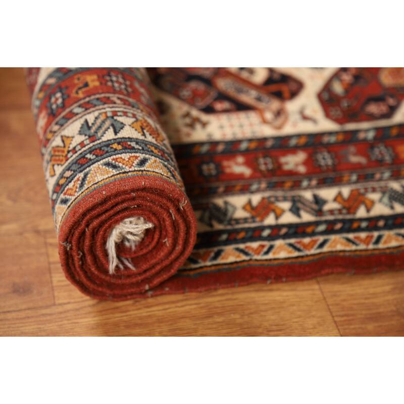 Vegetable Dye Qashqai Persian Runner Rug Handmade Wool Carpet - 2'5"x 14'5"
