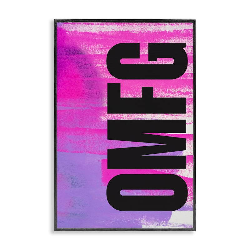 Stupell Bold OMFG on Abstract Framed Giclee Art Design By House of Lulu - 20 x 30 - Black