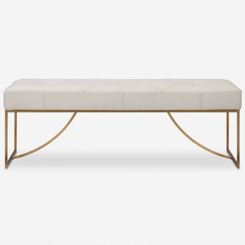 Uttermost Swale Ivory Leather Bench - 19'' H X 53'' W X 16'' D