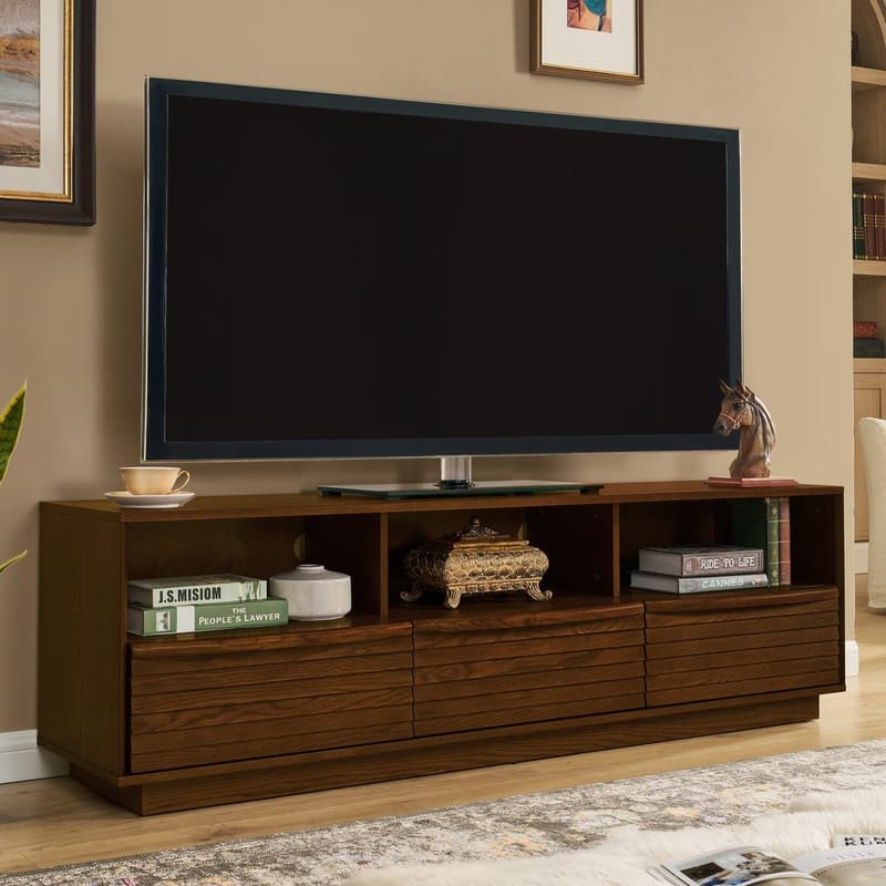Mid-Century Modern 63" TV Stand for TVs up to 75", Farmhouse Media Console Entertainment Cabinet for Living Room