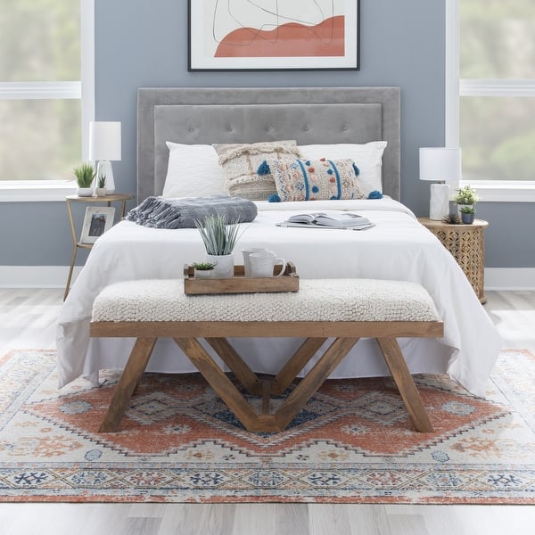 slide 2 of 9, Linon Bonney Boho Upohostered Entryway Bench Brown