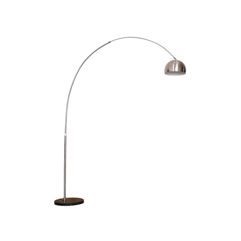 Floor Lamp with Black Marble Base and Metal Lamp Shade Arco Collection - 76"