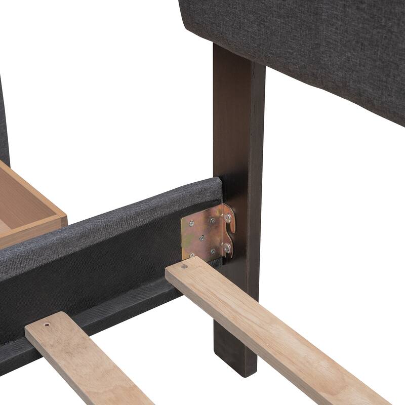 Queen Upholstered Platform Bed with 2 Drawers and Twin XL Trundle