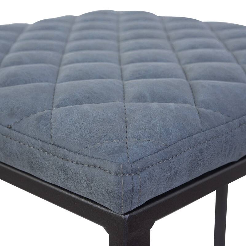 Quincy Leather Quilted Counter Height Barstool (Set of 2) with Upholstered Square Seats & Footrest for Home Bar & Kitchen