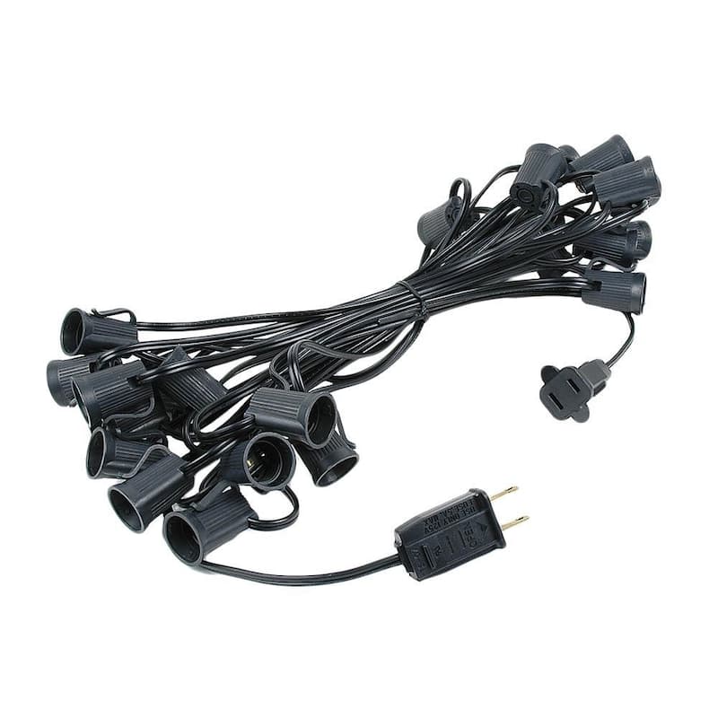 25 Foot C9 Christmas Light Set, Hanging Patio String Lights, Black Wire