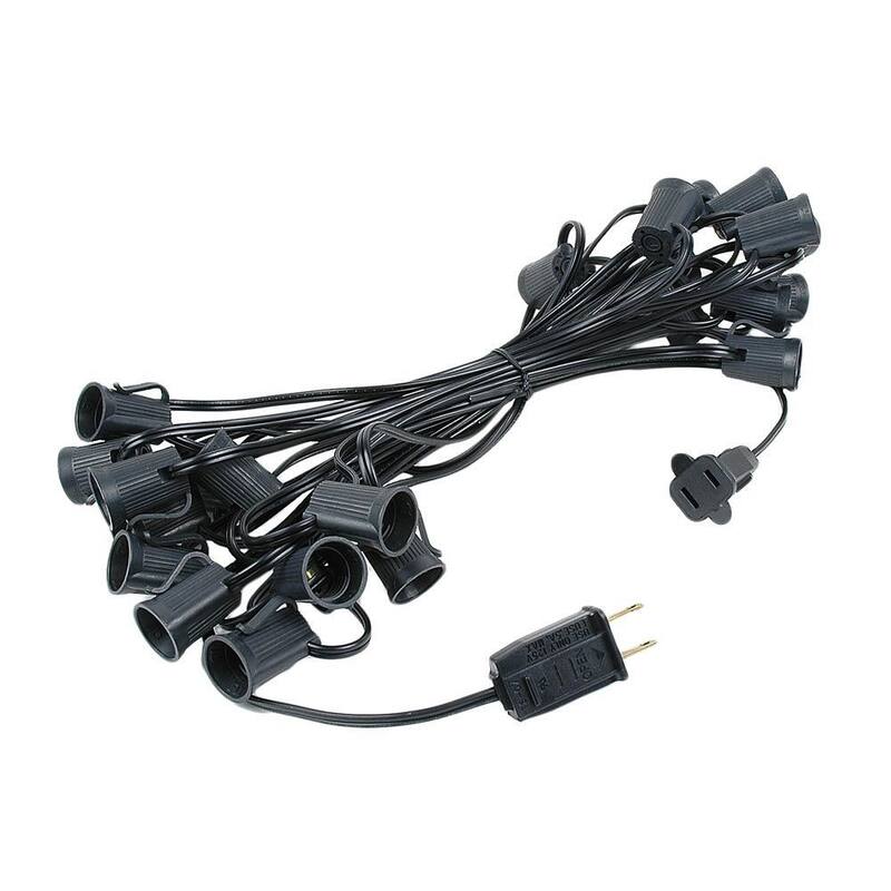 25 Foot C9 LED Christmas Light Set, Hanging String Lights, Black Wire
