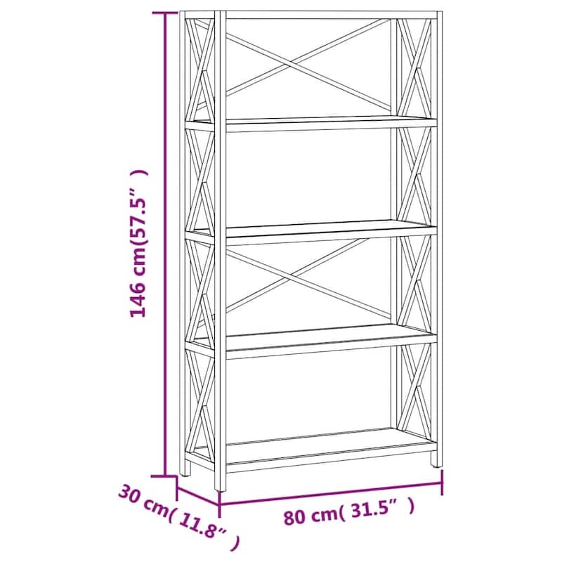 vidaXL 4-Tier Shelf 6.7"x11.8"x44.1" Solid Wood Oak