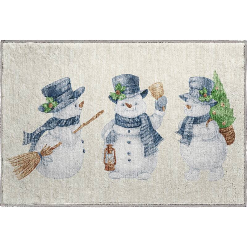 Premium Washable Super Soft Winter Holiday Snowman Mayfield Rug