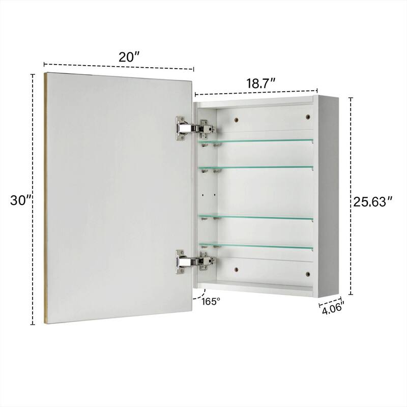 TEHOME Velin Recessed and Surface Mount Bathroom Medicine Cabinet with Mirror Square Cornered Metal Framed Rounded Rectangle