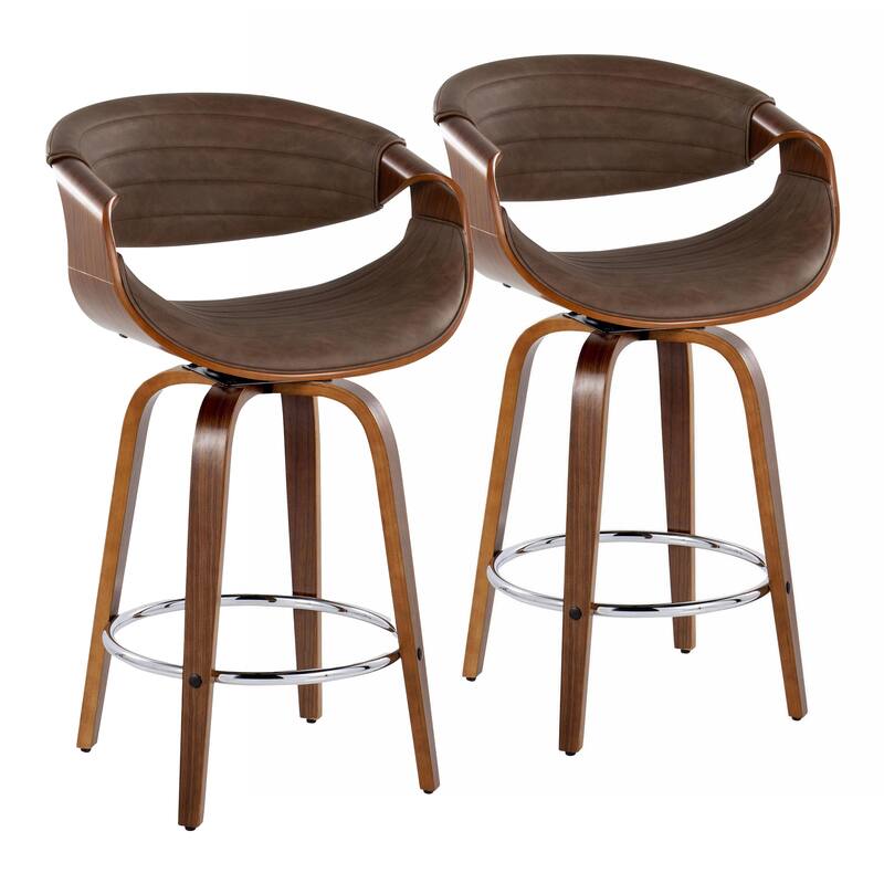 Carson Carrington Kanteborg 26" Fixed-Height Counter Stool with Bent Wood Legs & Round Footrest (Set of 2)