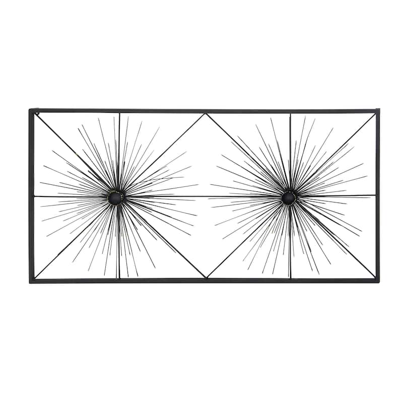 Metal Starburst Sea Urchin Home Wall Decor with Black Frame - Black - Roche River Decor