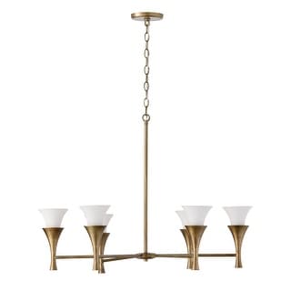 34" W x 23" H 6-Light Chandelier in Mystic Luster with Soft White Glass - 33.75"W x 24.25"H