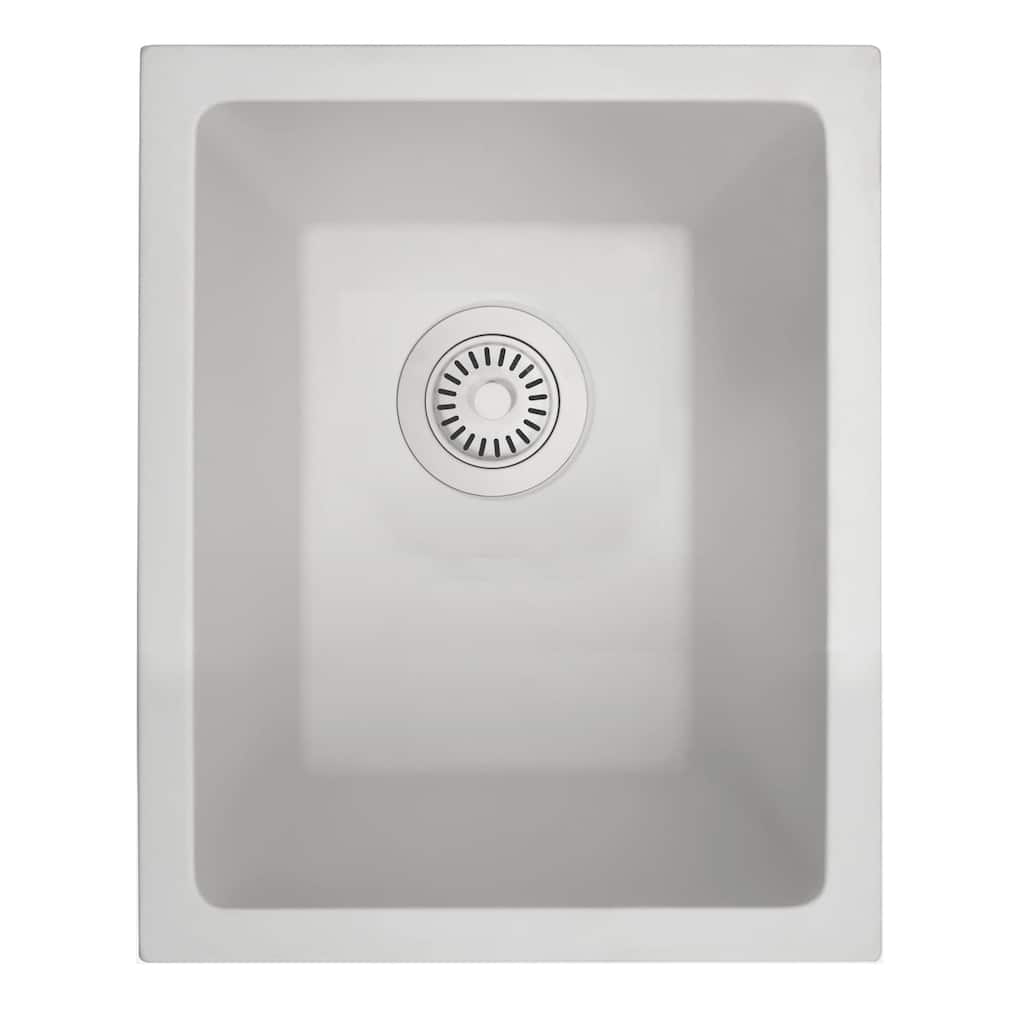 Highpoint Collection European Granite Composite Bar Sink and Drain Set - 15" x 18" x 7.6"