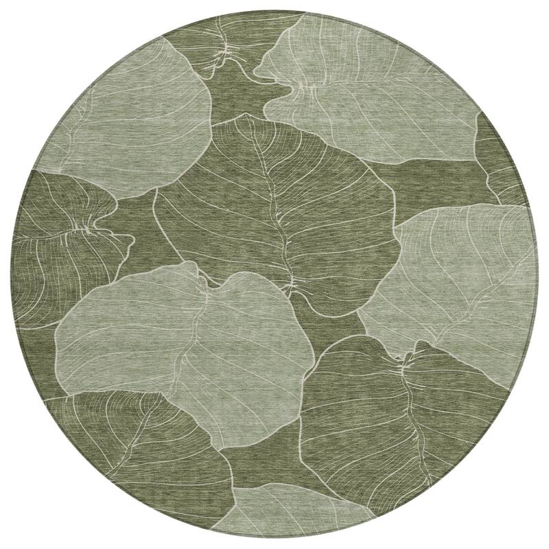 Machine Washable Indoor/ Outdoor Tropical Floral Chantille Rug