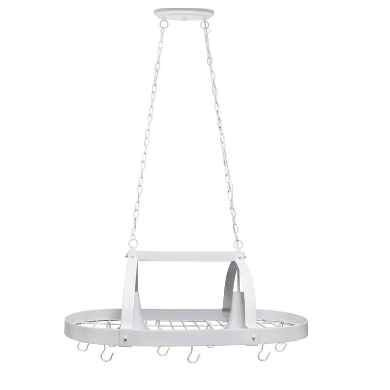 2-Light Metal Hanging Pot Rack Ceiling Light - 35.5" - White