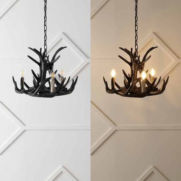 Antler 18 Adjustable Resin Antler 3 Light LED Chandelier by Jonathan Y Black