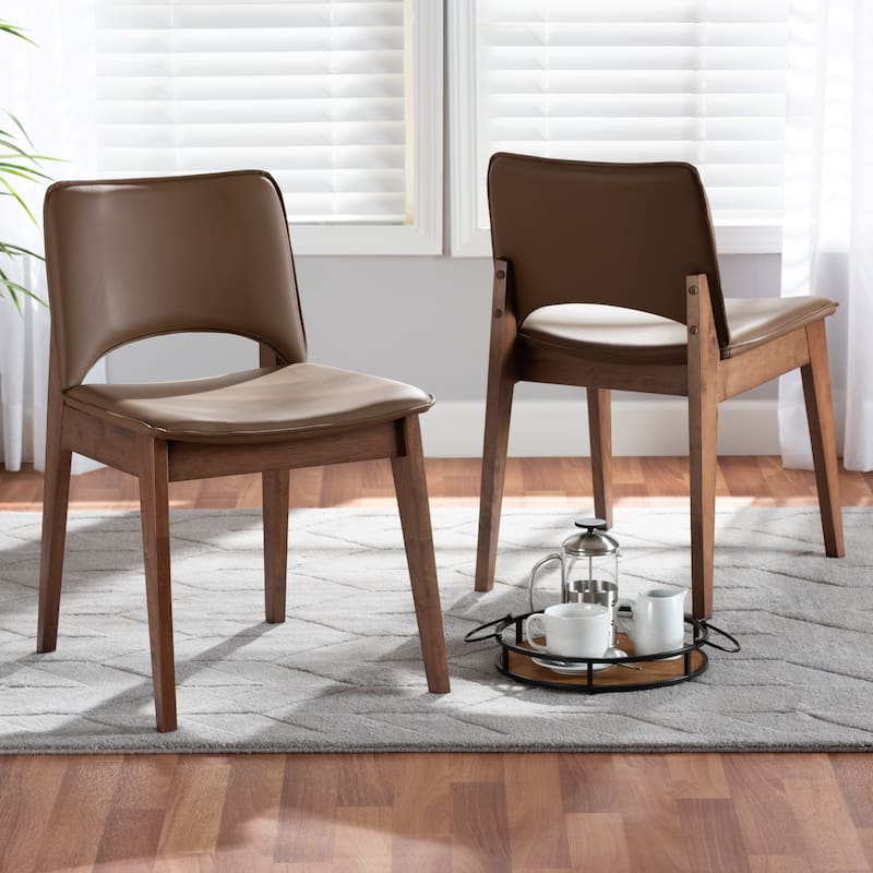Afton Mid-Century Modern 2-Piece Short Back Dining Chair Set