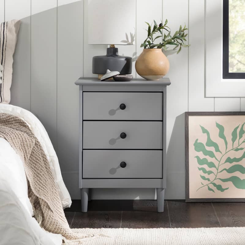 Walker Edison Bullrushes Solid Wood 3-Drawer Nightstand - Grey