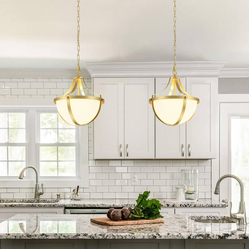 1-light Mid-century Modern Gold 14 in. Kitchen Island Pendant