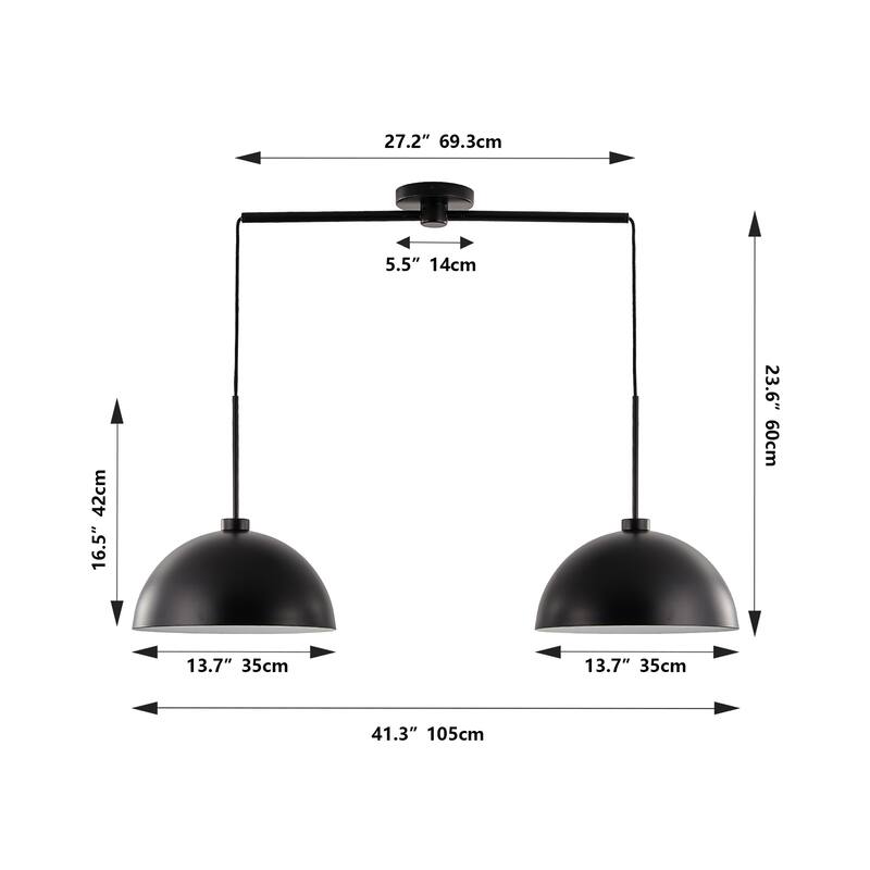 41" 2-Light Pendant - Adjustable Double Fixture, Hanging Lamp