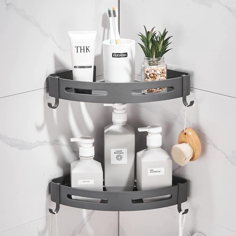 Adhesive Corner Shelf - Grey