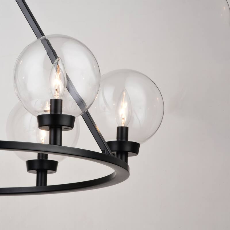 Lander Matte Black Transitional Chandelier Light with Clear Glass Globes