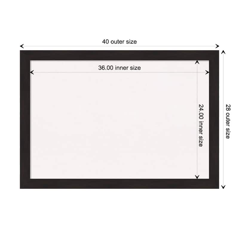 Furniture Espresso Narrow Framed White Corkboard Bulletin Board - Board Size 36x24