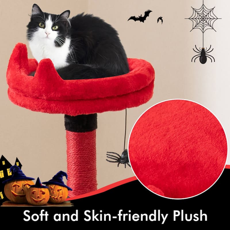 Costway 52" Gothic Cat Tree with Plush Perch & Condo Hammock& Hanging - as pic shows - See Details