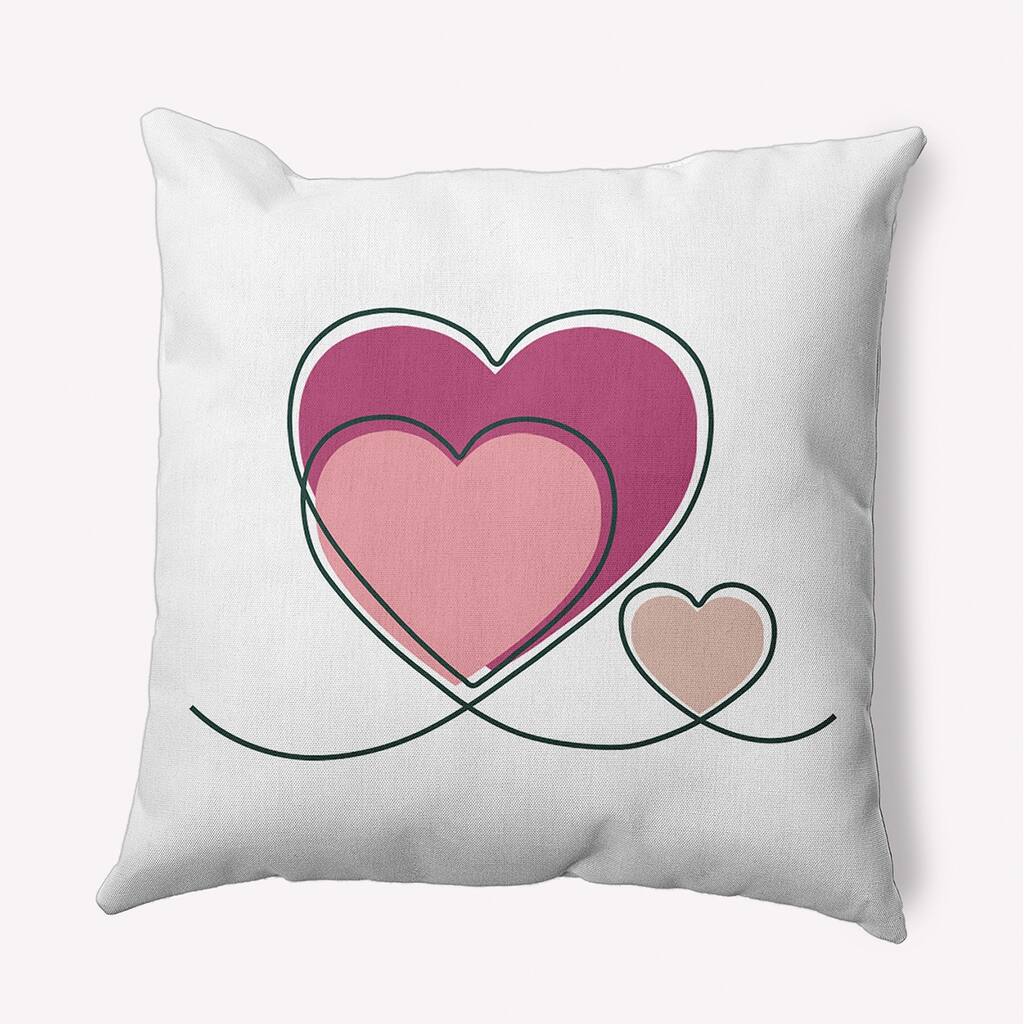 Hearts With Outlines Valentines Day Decorative Throw Pillow