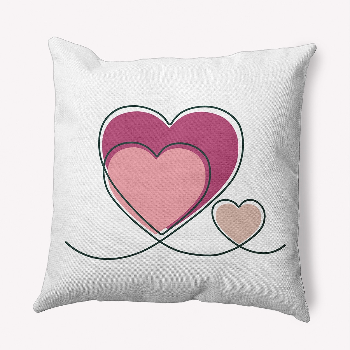 Hearts With Outlines Valentines Day Decorative Throw Pillow