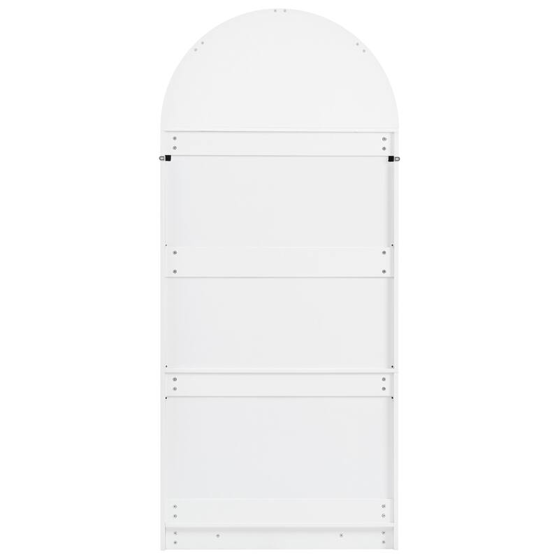Roomfitters 72" Tall Arched Kitchen Pantry Cabinet with Fluted Doors & Hidden Drawer