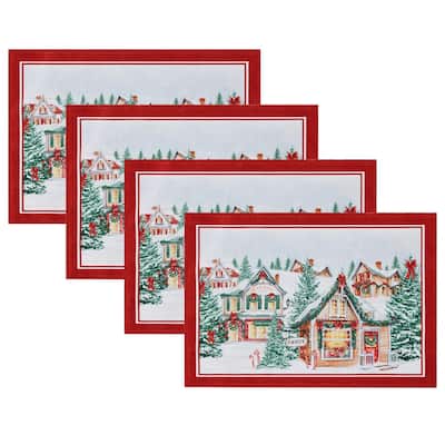 Storybook Christmas Village Holiday Placemat Set of 4 - 13x19