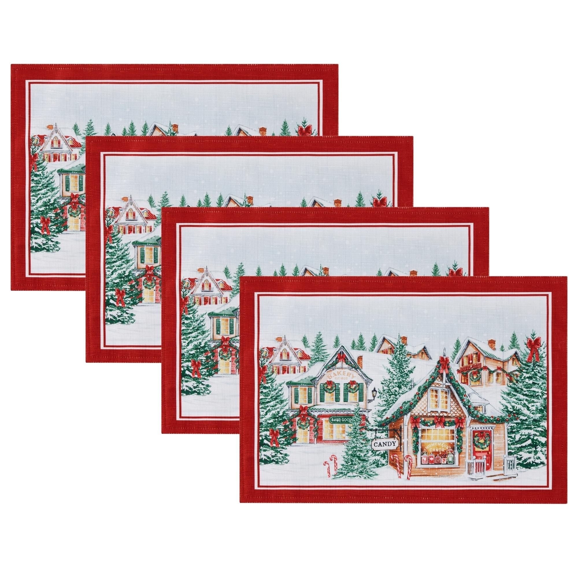 Storybook Christmas Village Holiday Placemat Set of 4 - 13x19