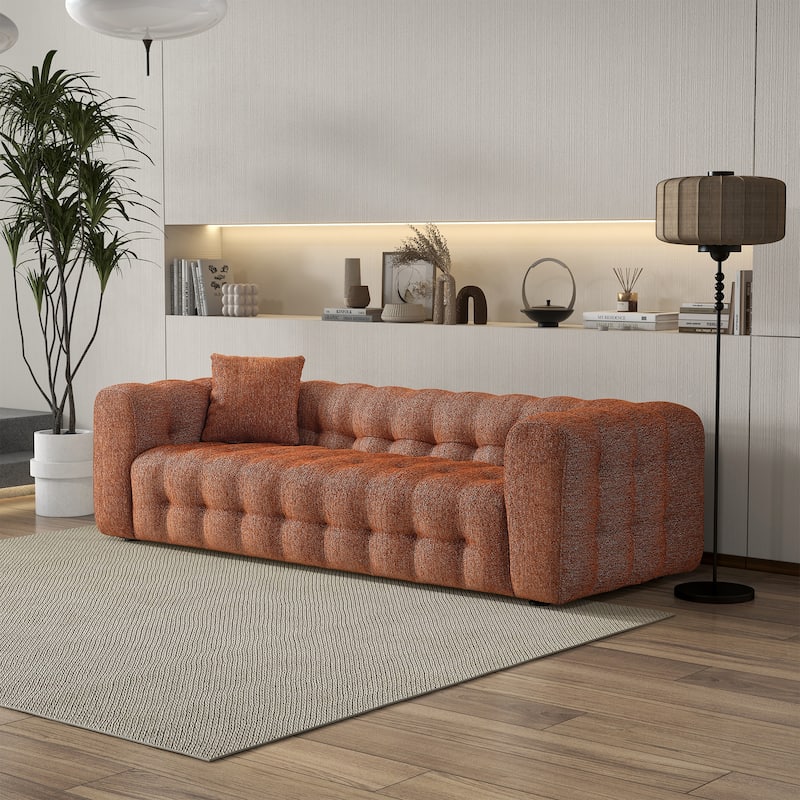 Marseille Luxury Modern Chesterfield French Boucle Couch - Burnt Orange