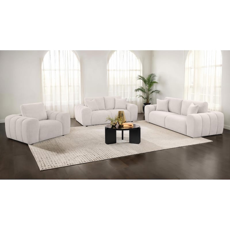 Burnett Chenille Upholstered Sofa Set - Ivory - 3 Piece