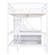 preview thumbnail 14 of 26, Full Size Loft Kids Bed Frame with Desk, Storage Shelves & Staircase for Bedroom, White