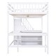 preview thumbnail 12 of 11, Full Size Loft Multifunctional Bed with U-Shaped Desk and Storage Bookshelves Underneath, Side Storage Staircase White Loft Bed