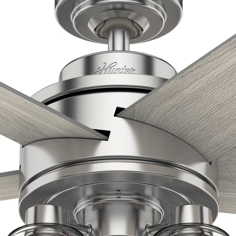 Hunter 52" Anderson Brushed Nickel Ceiling Fan with LED Light Kit and Handheld Remote - Farmhouse, Transitional, Modern