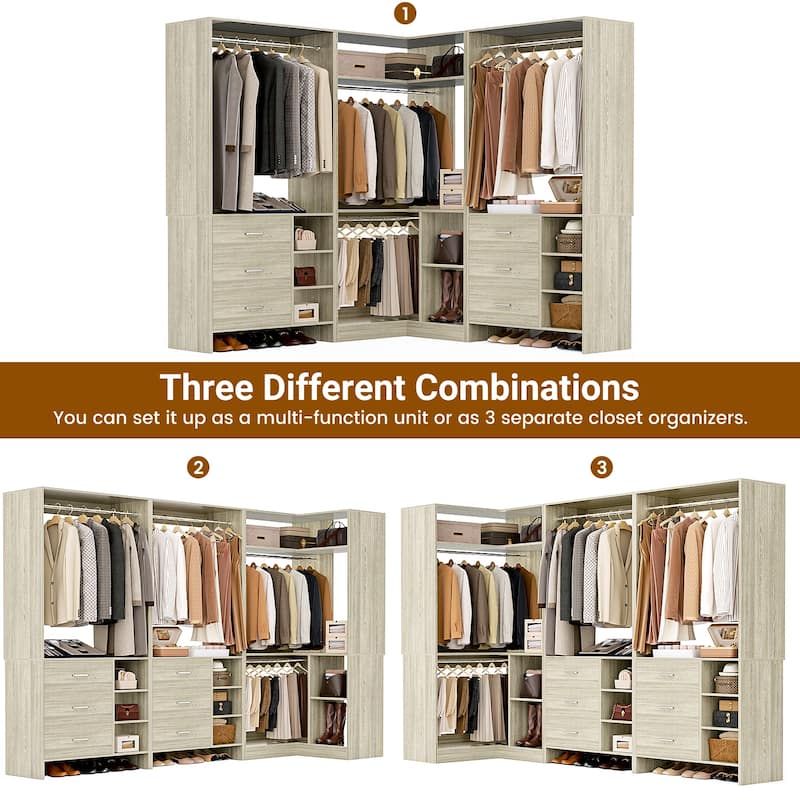 Cimly Set of 3 Freestanding Corner Closet System, Space-saving Closet Organizer for Walk-in/ Reach-in Closet