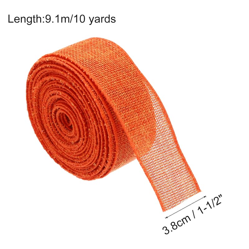 Burlap Ribbon Fabric Wired Edge Dark Orange for Wrapping - Dark Orange - 1-1/2 inch x 10 Yards