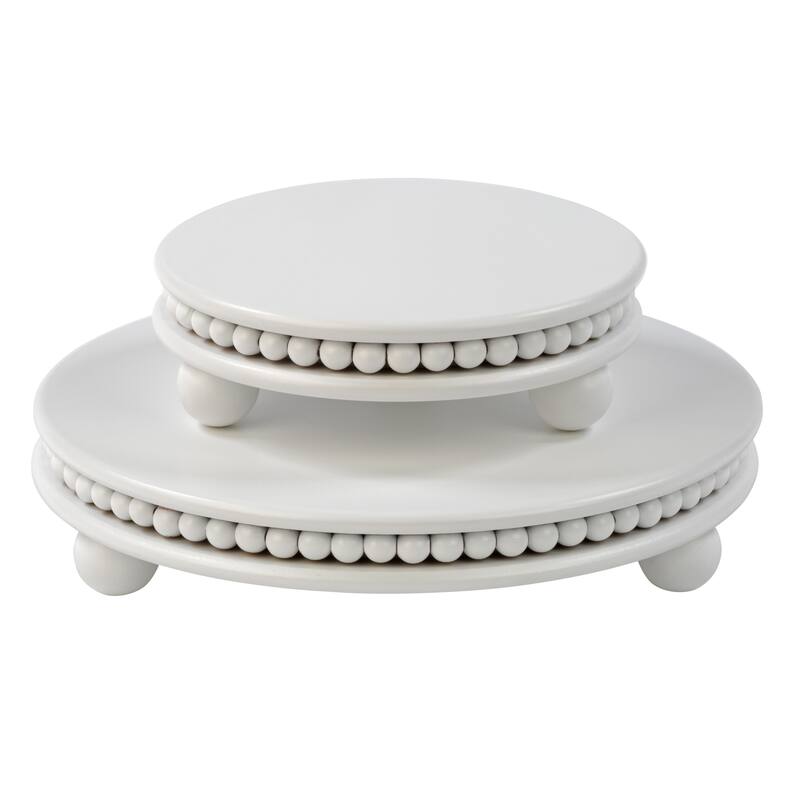 Round Wood Beaded Risers - Set of 2