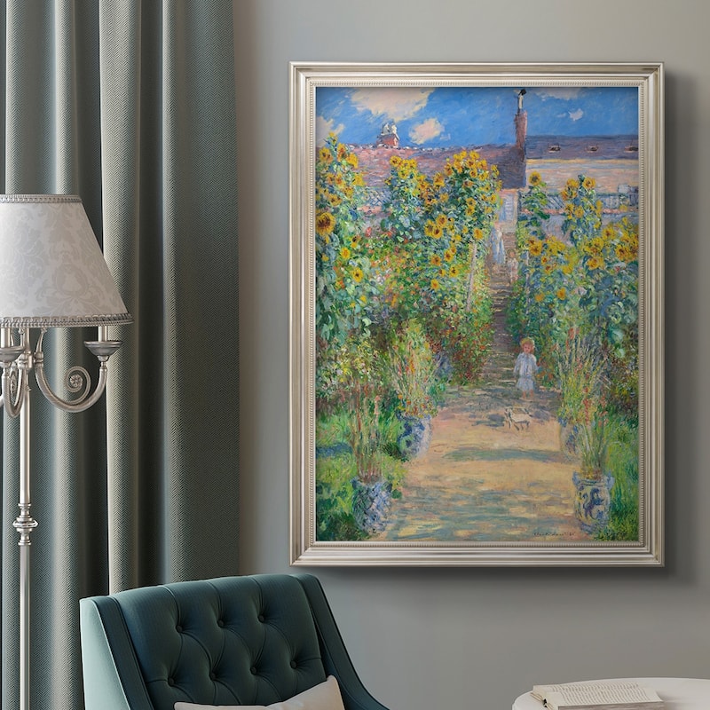 The Artist's Garden at Vetheuil  Premium Framed Canvas- Ready to Hang