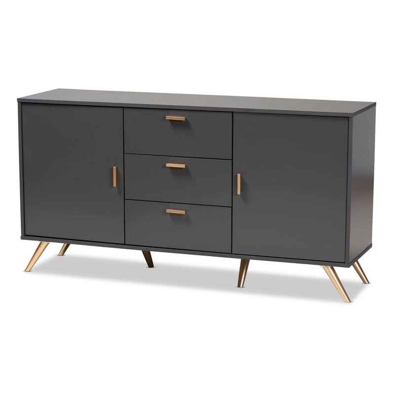 Kelson Modern Dark Grey and Gold Finished Wood 2-Door Sideboard Buffet - Grey