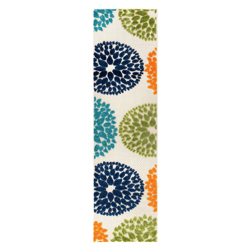 Brescia Modern Floral Circles Indoor/Outdoor Area Rug