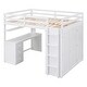preview thumbnail 5 of 11, Muti-Functional Full Size Loft Bed with Desk and Wardrobe, Solid Guardrails and Ladder