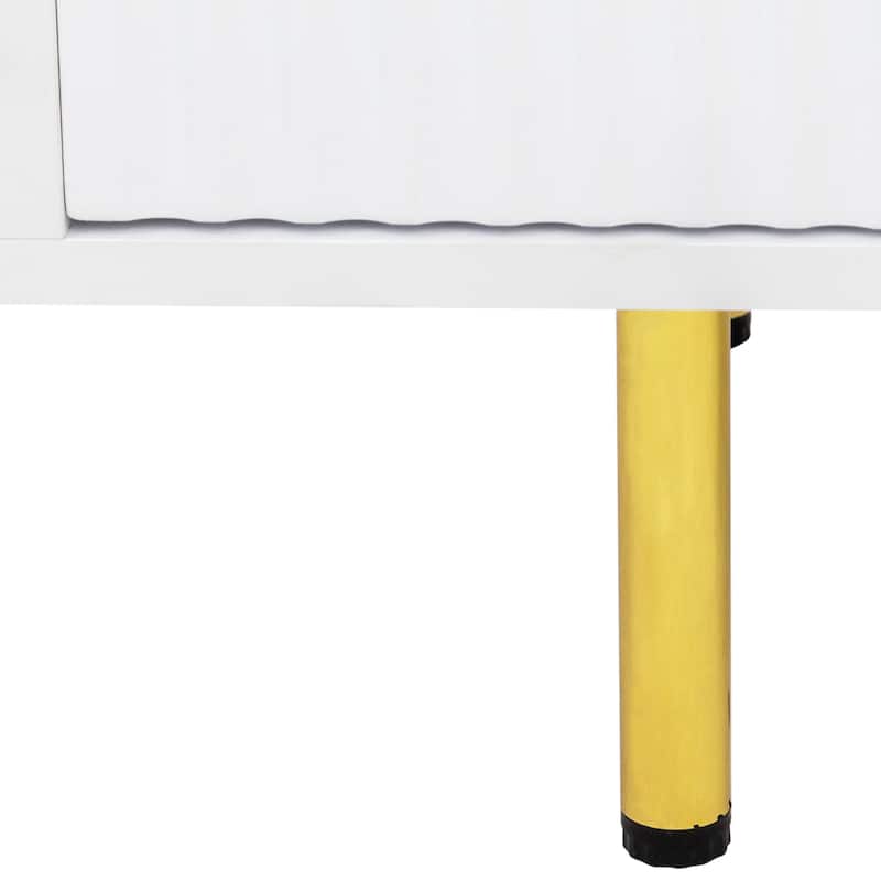 Modern Warm White TV Stand with 2 Storage Cabinets and 2 Soft Close Drawers for Apartments and Living Rooms​